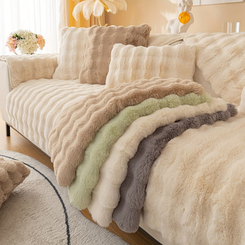 Warm thick plush sofa slip - thick,